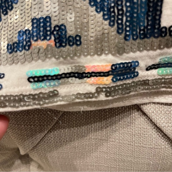 R: Express Aztec Sequin Mini Skirt Tribal Peach Grey Green Geometric Stretch S - Picture 10 of 10